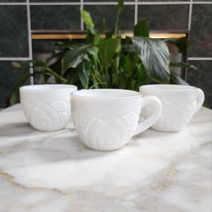 McKee Thatcher Concord Milk Glass Cups, Set of 3